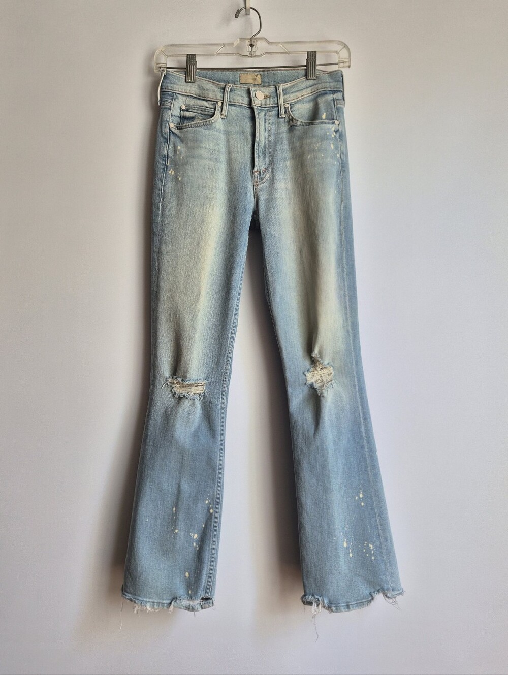 MOTHER Dutchie Ankle Jeans 24 Nice Shot Distressed Paint Splatter Indie Grunge